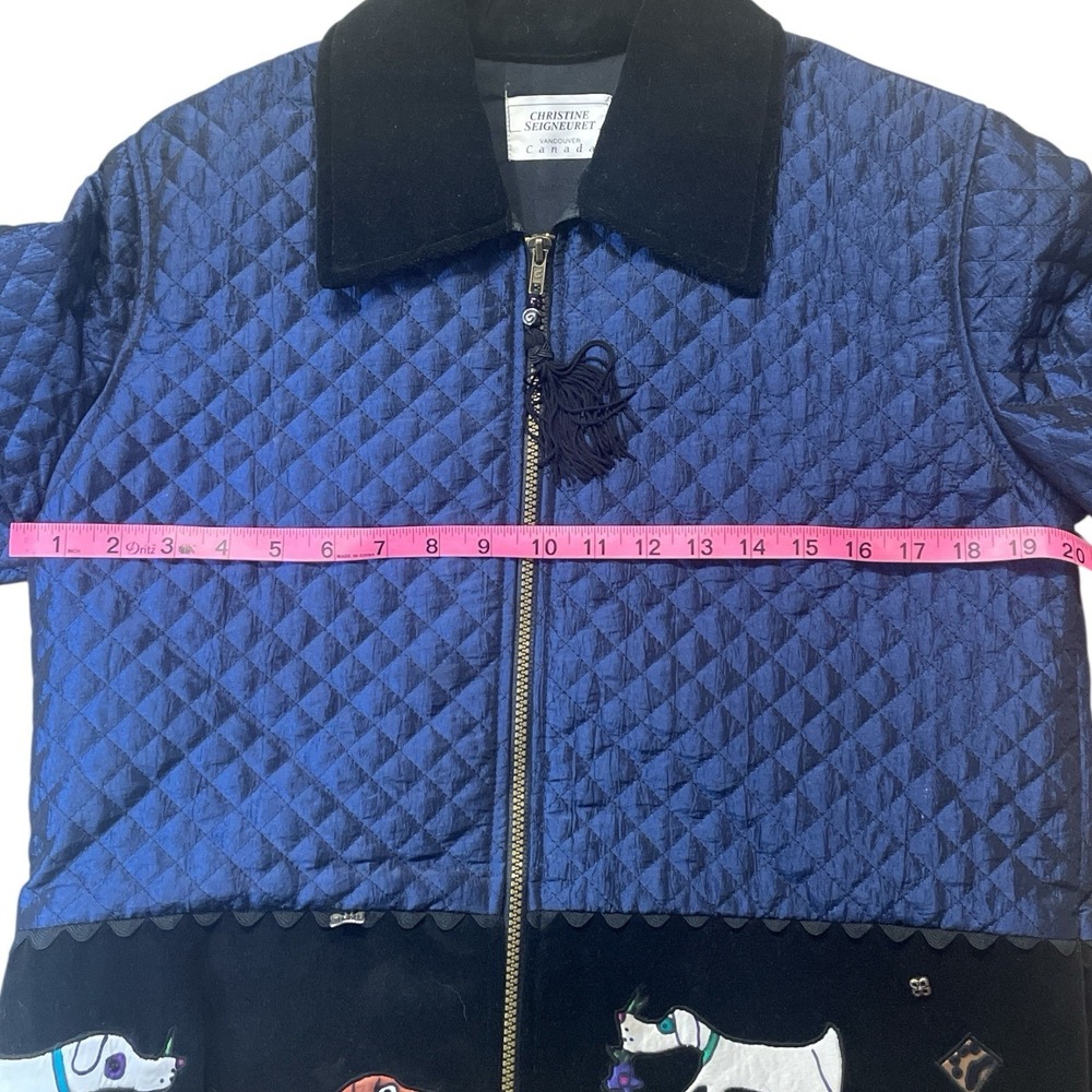 Christine Seineuret Quilted Full Zip Jacket With Dogs Women's Small Petite - Picture 5 of 9